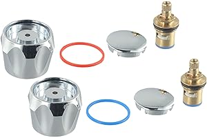 EXTRWORY Kit de conversion de robinet Reviver 1/2" Têtes de rechange Filetage Rondelle pour lavabo Finition chromée