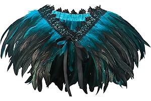 keland Damen Natural Feather Feather Schal Halloween Shrug Schwarz Poncho Kragen