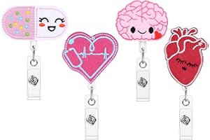 OFFCUP Porte Badge Enrouleur, 4pcs Porte-badges avec Clip Rétractable, Infirmière Porte-Badge porte-badges rétractables pour les médecins et le personnel cadeau d'étudiant