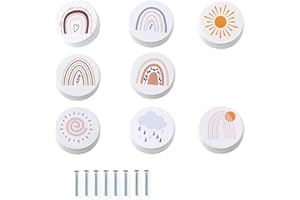 LATRAT 8 szt. drewnianych gałek do szafy, dekoracja gałki do szafki dziecięcej, drewniane uchwyty do szafek, gałki meblowe do szuflad, szafy, komody (białe 8)