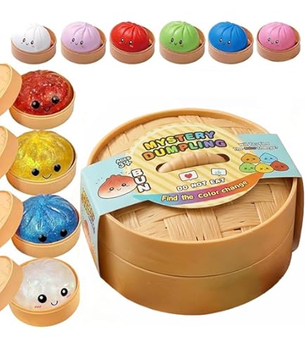 Set De 12 Squishies De Dumpling Con Purpurina - Juguetes Anti-Estrés Suaves Y Relajantes Con Efecto Luminoso Degradado