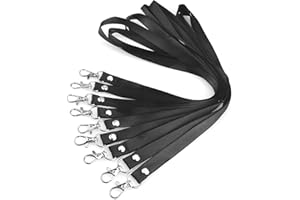Rayong 20Pcs Nero Cordino Laccio da Collo con Gancio Girevole Ufficio Cordini Cinghia da Collo Nylon Laccetto Porta Badge Neck Strap Lanyards per Portachiavi ID Carta Portanome Porta Biglietti