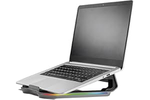 ADJ Axel Base di Raffreddamento per Laptop, Dispositivo di Raffreddamento per PC con Illuminazione RGB per Notebook da 11’’ a 17’’, Supporto Gaming Ergonomico con 4 Porte USB 3.0, USB TYPE-C, Silver