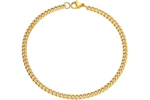 PROSTEEL Pulsera de Cadenas Cubanas de Acero Quirurgico, 3.5mm 6mm 9mm 12mm Ancho, 16cm 19cm 21cm Largo, Tres Tonos Opcionales (Con Caja de Regalo)