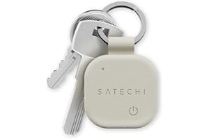 SATECHI FindAll Buscador de Llaves con Apple Find My, Carga Inalámbrica, Alerta de Olvido con Sonido Potente, Llavero GPS Localizador de Llaves para Series iPhone 17 16 15, iPad, Mac y más – Beige