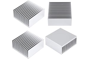 Awxlumv 4PCS 50mm Aluminum Heatsink Kit 50x50x20mm/ 1.57" (L) x 1.57"(W) x 0.79"(H) Heat Sink Cooler for GPU CPU Peltier Plate Module Router Amplifier Led Chipset Heat Radiator Cooling Fin (Sliver)