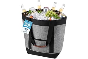 JIZZU 30 L vikbar isolerad kylväska, isolerade shoppingväskor för fryst mat, bärbar och läckagesäker termisk kylväska för shopping, picknick, grillning, camping, strand, resor