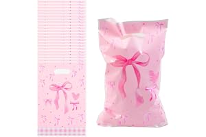 Maxqzin 50 st festgåvor väskor godispåsar för barn rosa rosett presentpåse för födelsedagsfest baby shower bröllop