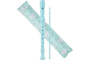 Czzmy Recorder Instrument for Beginner Kids Adults,8-Hole Soprano Descant Recorder Music Flute with with Cleaning Rod & Leather Case For School Student Home Entertainment(2-Green Unicorn)
