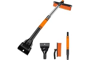 23GUANYI Eiskratzer Auto, Schneebesen Auto, Eiskratzer Auto Schaber Schneebürste abnehmbare Schneeräumung Besen mit 360 Grad drehbaren Kopf für Auto SUV LKW