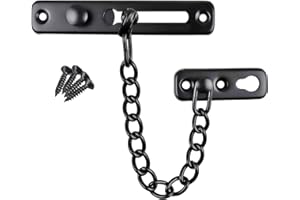 Litensh Chaîne de Porte de Sécurité acier inoxydable, Limiteur de Porte Étroit Serrure Verrou Portes Anti-Vol à Ressort, Chaîne de Sécurité de Protection, Verrou Coulissant pour Fenêtres Hôtels Noir