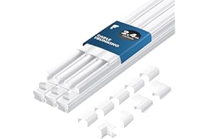 shinfly 2.4m Cable Trunking Kit Self Adhesive – Mini Trunking for Electric Cables, Cable Cover for Cord, Cable Management Wall Raceway – Wire Tidy Concealer Duct for TV – White 15 mm x 9 mm