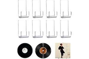 Dmnnlp 8 Stück Schallplatten Wandhalterung, Acryl Vinyl Wandhalterung AufhäNger Selbstklebend, Acryl Plattenregal für CD Display Kartensammlung- Klar