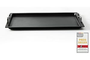 Klaus grillt Gastronorm - Grillplatte GN 1/1 by AMT Gastroguss, 53 x 33 cm, 2 cm tief, mit Edelstahlgriffen, Aluguss (Aluminium), Nicht-Induktion, Lotan® Antihaft-Beschichtung, AMZN-KG-25333-G