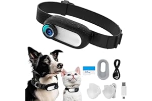 AZURAOKEY Katzenhalsband mit 32 GB SD-Karte, HD 1080P Hundehalsband, Action-Kamera, kabellose Mini-Kamera for Katzenhalsband, Haustierhalsband, Kamera, Outdoor