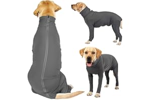LUCKLY Traje de recuperación de Abrigo de ansiedad para Perros pequeños, medianos y Grandes después de la cirugía, 4 Patas, Manga Larga, Camisa calmante para Perros, Mono Corporal (M)