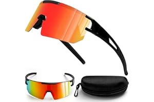PATRICHOR Lunette Velo Homme Femme, Lunette de Vitesse Polarisées, Lunette de Cyclisme, Lunette Vtt, UV400 Protection Lunettes de Soleil Pour Vélo Pêche Course Conduite, Coupe Vent et Anti Buée