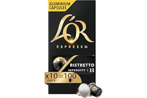 L'Or - Capsule Caffè Espresso Ristretto - 100 Capsule in Alluminio - Intensità 11 - Compatibili con Macchine Nespresso®* original - 10 pacchetti da 10 capsule