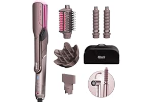 Shark FlexFusion Multi-Styler and Hair Straightener, Hot Air Styler and Blow Dryer with Ceramic Plates, Wet-to-Dry Styling, No Heat Damage, Scalp Shield, Styling Attachments with Case – Cosmic Blush