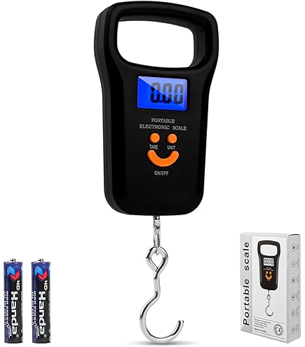 BAGAIL Digitale Bagage Scale, Hangende Baggage Scale met Backlit LCD Display, Reisgewichtsschaal, Draagbare Kofferweegschaal met Haak, 110lb/50kg capaciteit, Batterij inbegrepen bij Blue
