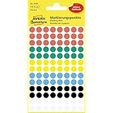 AVERY Zweckform 3090 selbstklebende Markierungspunkte 416 Stück (Ø8mm, Klebepunkte auf 4 Bogen, Punktaufkleber zur Farbcodier