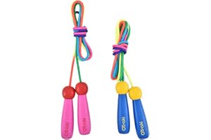 OTraki 2 Pieces Cuerda Saltar pare Niños 2.5M Ajustable Comba de Algodón Skipping Rope Cuerda de Saltar para Fitness Actividad al Aire Libre