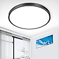 inShareplus 12inch LED Ceiling Light Fixture, Black 24W(240W Equiv) 6000K Cold White Flush Mount Ceiling Lights, Super Bright, 3200LM Modern Ceiling Lamp for Bedroom Kitchen, Office, Hallway