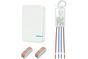 Thinkbee Wireless Switch for Light, AC 80~275V 433MHz Cordless RF Remote Control Wall Light Switch, Extra Wireless Light Switches for Indoor Outdoor Lighting Up to 1300ft,1000W,10A MAX,IP66 Waterproof