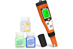 GIDIGI Testeur de chlore et pH pour piscines, testeur de sel pour piscines, testeur d'eau 7 en 1 avec pH ORP chlore EC TDS fonction température pour eau de piscine, bain à remous, eau potable