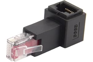 cablecc Left Angled 90 Degree 8P8C FTP STP UTP Cat 5e Male to Female LAN Ethernet Network Extension Adapter