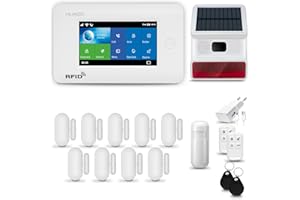 HUXGO® HXA006 Alarme Maison sans Fil WiFi + GSM 4G avec Sirène exterieure sans Fil | Système d'alarme avec détecteur de Mouvement, 9X capteurs de Porte | Kit sécurité Maison, Appartement, Garage