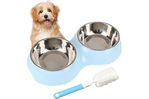 Anevios Comedero Doble para Perros Comedero Antideslizante De Acero Inoxidable Comedero para Gatos Comedero Doble para Perros Gatos Cachorros Mascotas