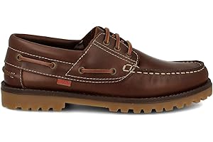 PAYMA - Zapatos Náuticos Sport Casual Hombre, Mujer, Niño. Clásicos 3-Ojales de Piel. Piso de Goma. Tallas Grandes 45 46 47. Colores: Marrón, Azul Marino, Negro. Cierre Cordones