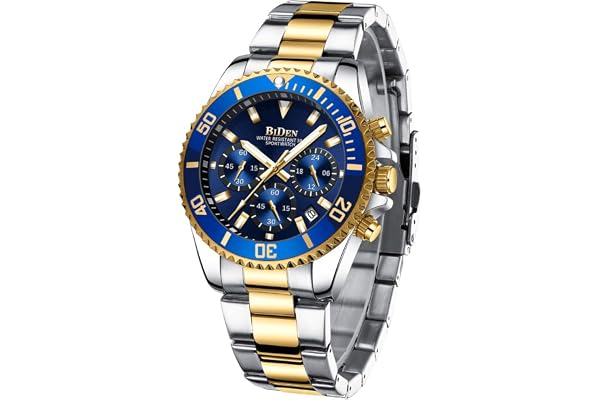 Biden BIDEN-0163 Montre à Quartz analogique pour Homme avec Bracelet en Acier Inoxydable