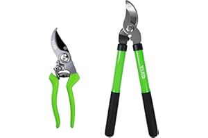 YIAD DRAGON HORSE Garden Shears Set, 15.6" Garden Loppers with High Carbon Steel Blades, 8.2" Precision Garden Scissors, Pruning Shears for Gardening Maintenance, Trimming & Vineyard Work