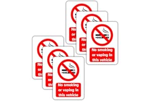 No Smoking or Vaping Vinyl In This Vehicle Signs, 75mm x 100mm, Self-Adhesive Stickers, Waterproof, Indoor/Outdoor Use, Safety Warning Sign, C&J Goods (Vehicle, 6 Pack)