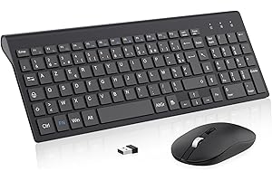 Ensemble Clavier et Souris sans Fil, cimetech Claiver AZERTY Français, Combo Clavier et Souris, Set Silencieux avec Récepteur Nano USB 2.4GHz, Compatible avec Windows/MacOS, Windows PC Laptop - Noir