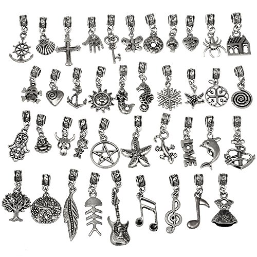 Cuentas de plata tibetana para colgar en pulseras, de Rubyca - Varios estilos