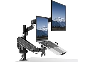 ‎PUTORSEN PUTORSEN Stojak na monitor z tacą na laptopa, regulowany uchwyt na notebooka do ekranów LED o przekątnej 17 do 32 cali lub notebooka do 18 cali, VESA 75 x 75/100 x 100 mm, waga 9 kg, 2 opcje