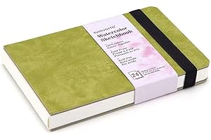 tumuarta Watercolor Skechbook, 10x15 CM, 300 GSM, 100% Cotton Paper, Cold Press, 24 Sheets, 48 Pages, Watercolor Journal for Use As Travel Sketch Book and Mixed Media Pad On The Go