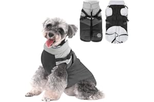 Voarge Zimowy, ciepły płaszcz dla psa, wodoszczelny, na zimną pogodę, do jazdy na nartach, kamizelka dla psa, polarowa, ciepła kurtka dla psa (czarny, M)