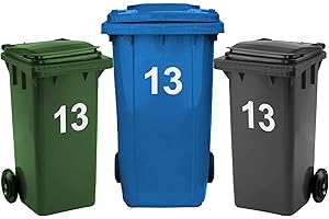 Rubigo 3 x Bin Numbers for Wheelie Bins, 0-99, 17.5cm Dustbin Stickers, Easy Application Stick On Number Stickers - Weatherproof Self Adhesive Vinyl (13)