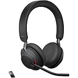 Jabra Evolve2 65 Wireless PC Headset – Noise Cancelling UC Certified Stereo Headphones With Long-Lasting Battery – USB-A Blue