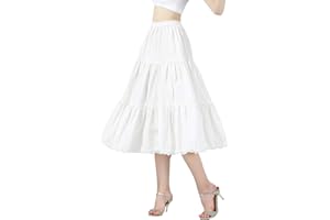 BEAUTELICATE Women's Half Slip 100% Cotton Underskirt Petticoat Vintage A-Line Full Skirt With Lace Trim Short Midi Maxi Ivory Black Navy Blue