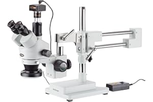 AmScope 3,5 x -180 X trinoculaire microscope avec 4 zones 144-led Bague lumière et appareil photo de 5 mégapixels