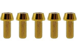 RISON-Titanium Bici Stelo Bulloni in Titanio M4x0.7x20mm, 5pcs Viti per Attacco Manubrio Bicicletta, Vite a Testa Conica Viti Fisse per Stelo Bici, Vite di Fermo Gambo per MTB/Bici da Strada