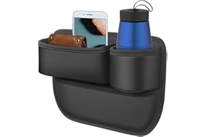 SoeUyd Aufbewahrungsbox für Autositze, Aufbewahrungsbox Autositz Lücken, Autositz Konsole Seitentaschen, Mit Getränkehalter, zum Organisieren und Aufbewahren von Kleinen Dingen Beifahrersitz