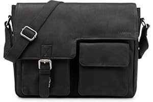 LEABAGS Bolso para Hombres y Mujeres | Bolsa de Portátil de Cuero Genuino 13 Pulgadas | Bolso Bandolera con Correa | Bolso de Hombro | Bolsa Mensajera | Bolsa de Trabajo