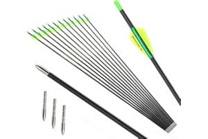 PHILOCS 12 pezzi Caccia Frecce in Carbonio ID 4,2 mm Spine 300 400 500 600 700 800 900 1000 Freccia da Pratica per Tiro con l'arco Arco Recurve Arco Compound