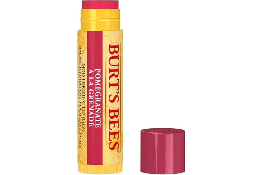 Burt's Bees Lip Balm Pomegranate, Moisturising Lip Balm With Beeswax & Vitamin E, 100% Natural Origin, 4.25g
